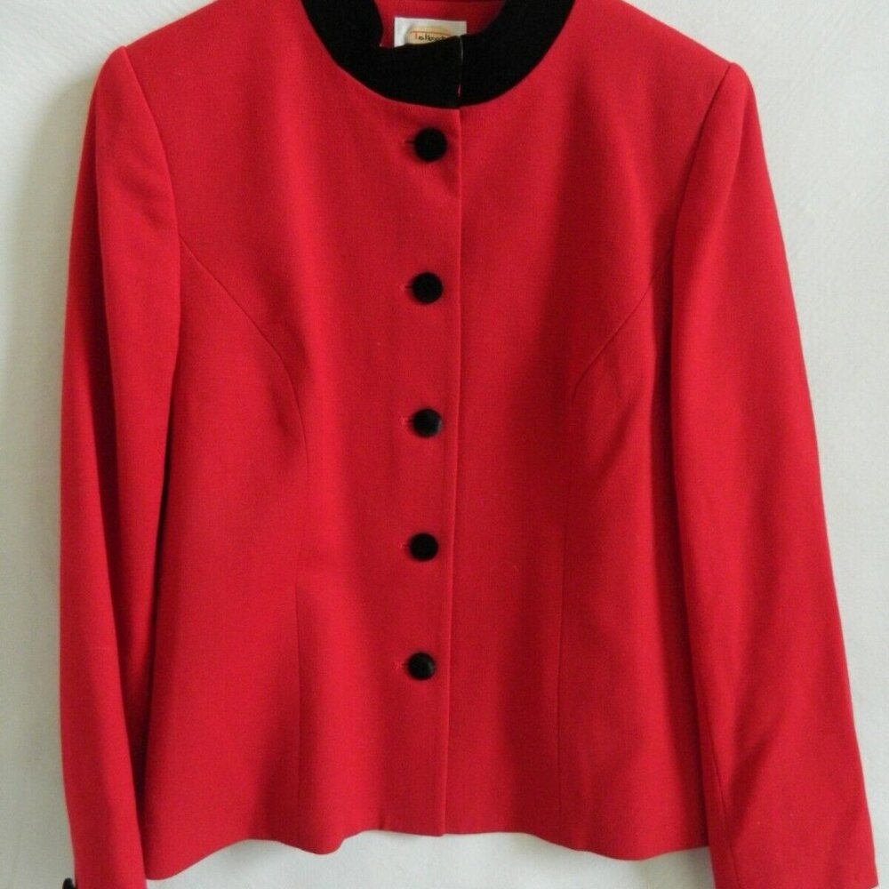 Talbots Womens 100% Wool Red Blazzer Jacket Size 10